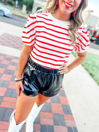 Victory Red and White Striped Top