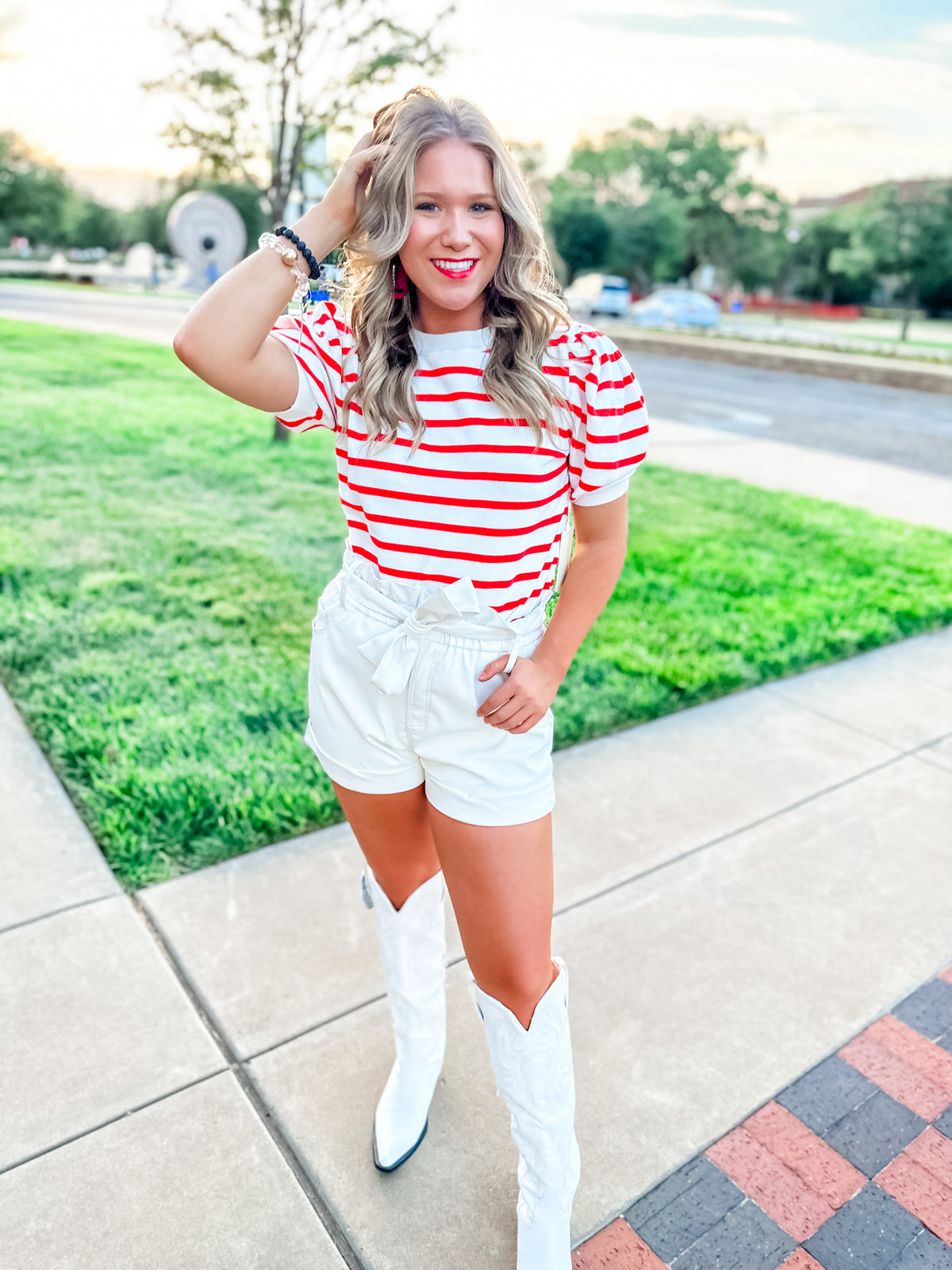 Victory Red and White Striped Top