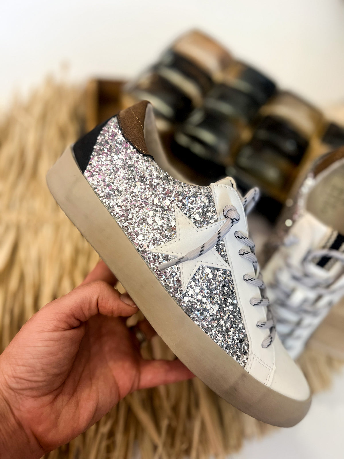Paula Silver Sparkle Sneakers – ishopfleurish