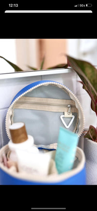 Barrel Toiletry Bag- Let's Go (Blue)