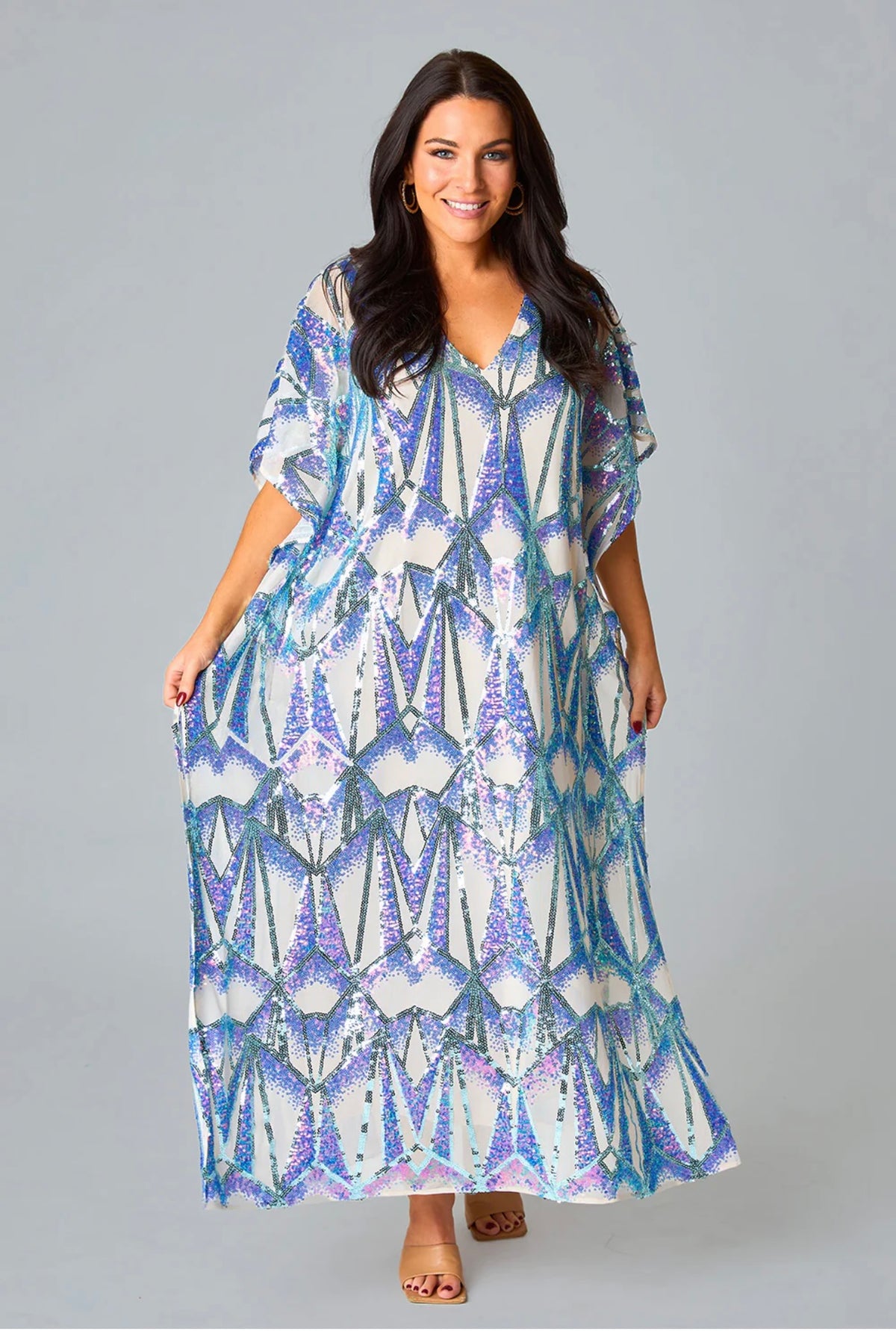 ATLAS SEQUIN CAFTAN MAXI DRESS - QUEEN OF THE SEA