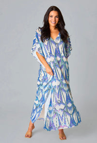 ATLAS SEQUIN CAFTAN MAXI DRESS - QUEEN OF THE SEA
