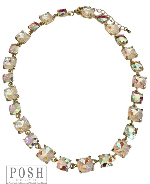 square cut crystal necklace