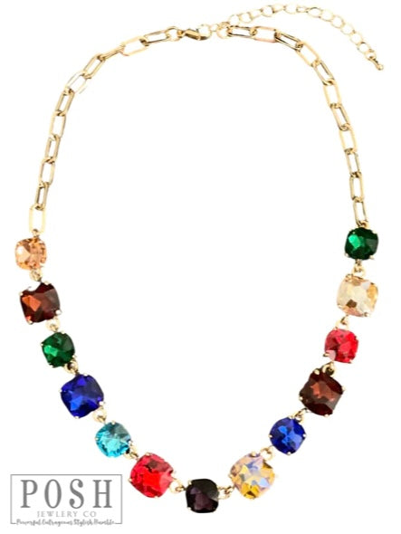 multi color crystal necklace