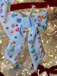 Conversation Hearts Hair Bow - 2 Colors