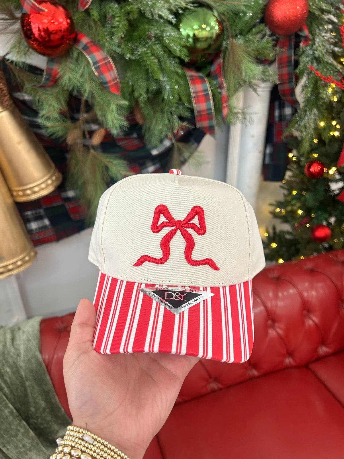 Bow Red Striped Hat