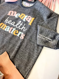 Mental Health Matters Puff Print (Charcoal) - Burnout Sweatshirt / Crew