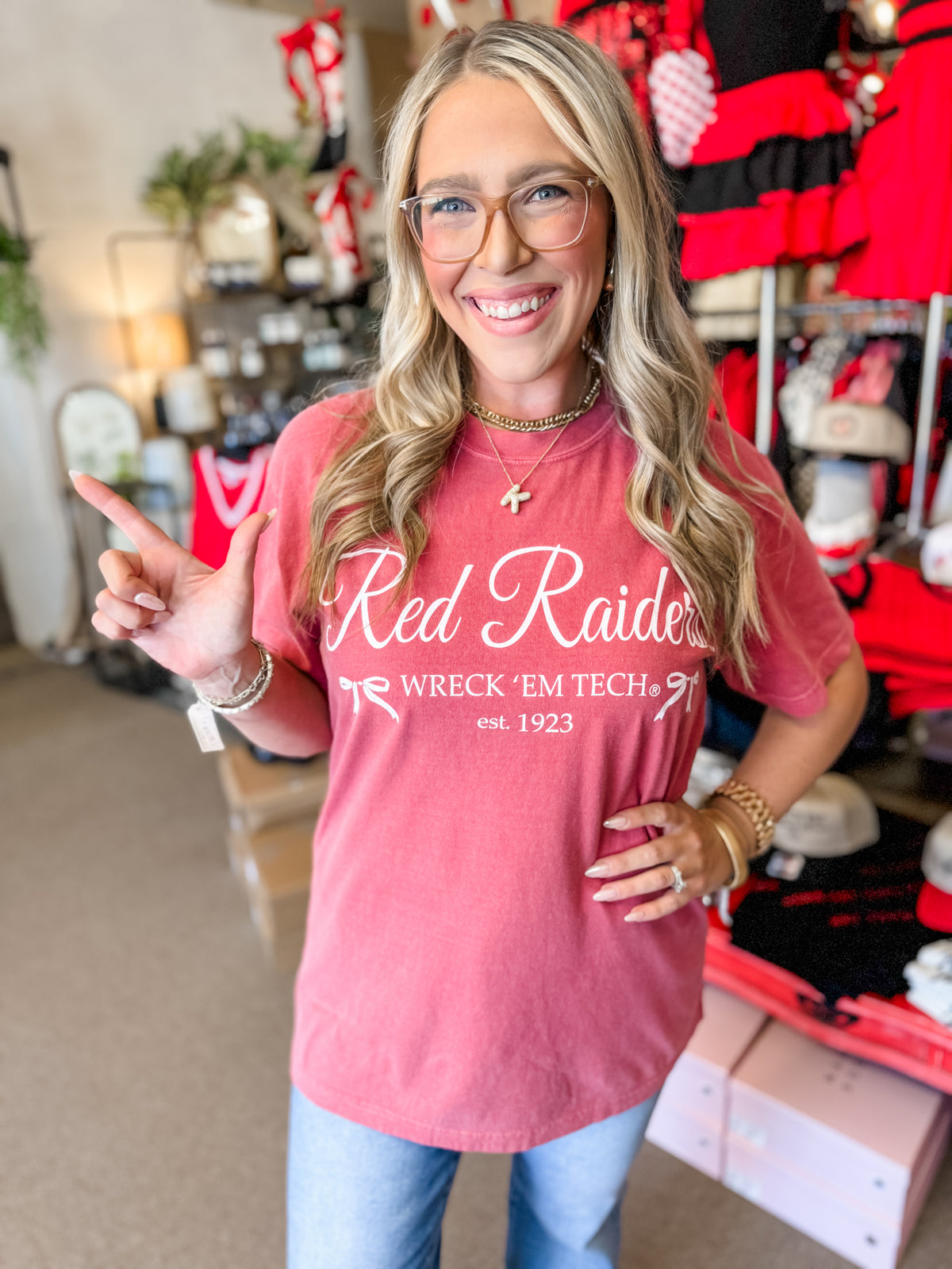 Texas Tech Established Bows Red Tee