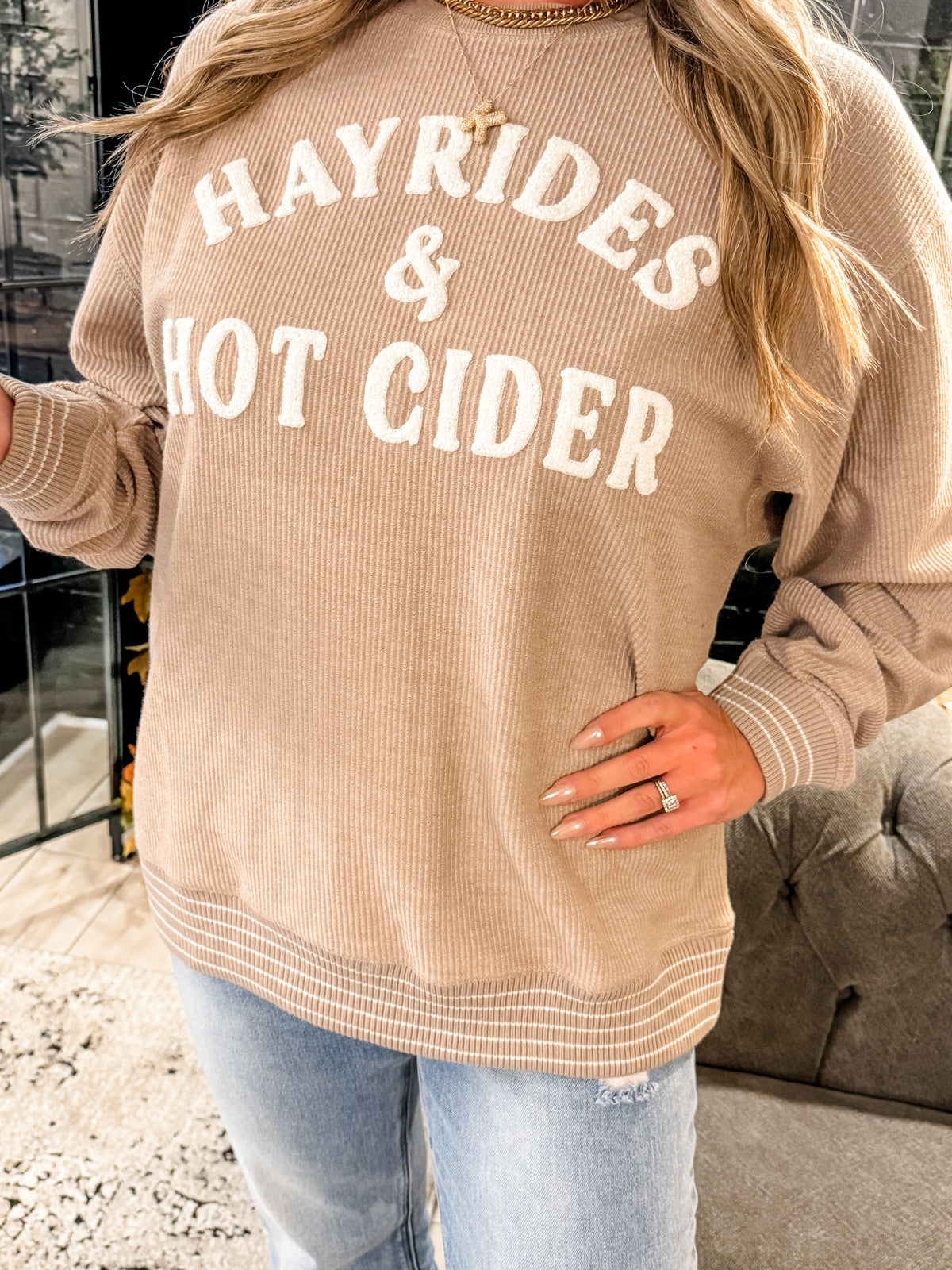 Hayrides and Hot Cider Corded Sweatshirt