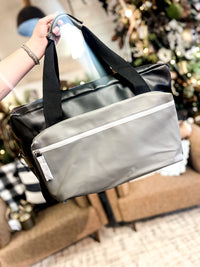 Roxi Duffle Bag Color Block Midnight and Charcoal