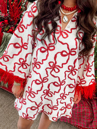 Red Bow Sequin Dress