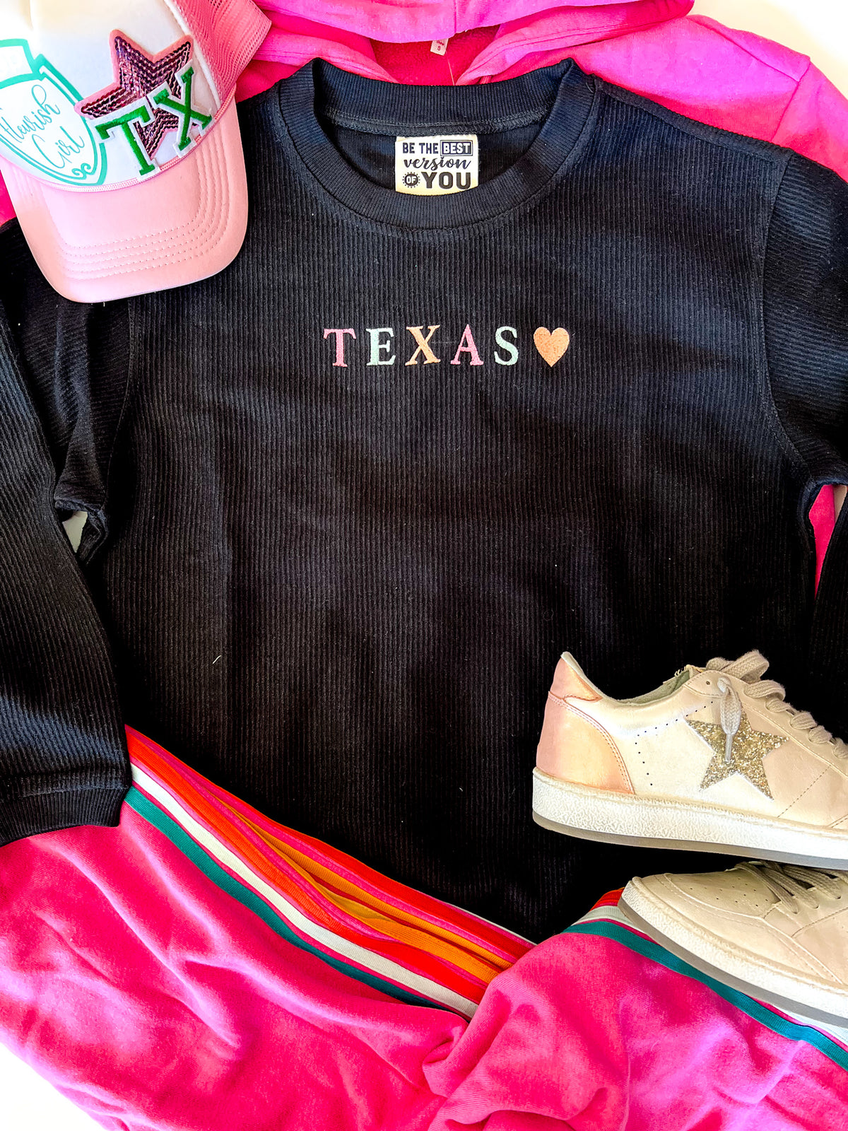 Texas Embroidered Heart Sweatshirt