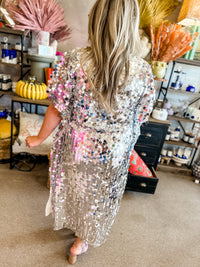 ATLAS SEQUIN CAFTAN MAXI DRESS - OVERCAST