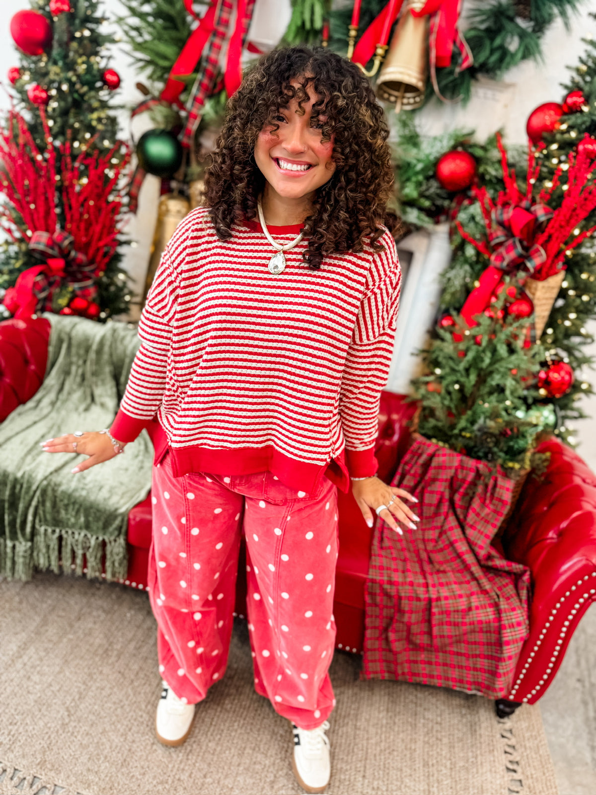 Simple In Red Knit Top