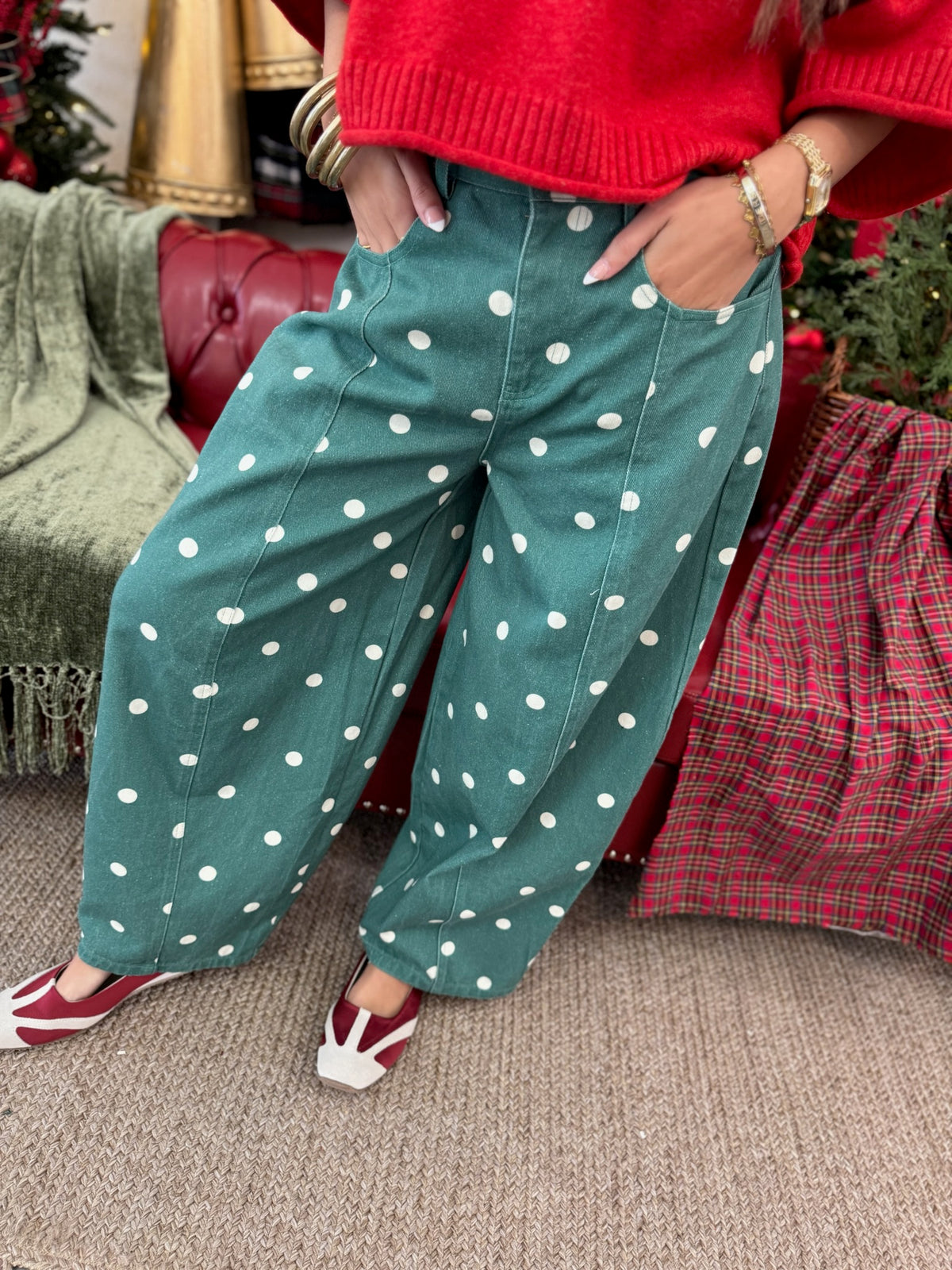 Hunter Green Dot Pants