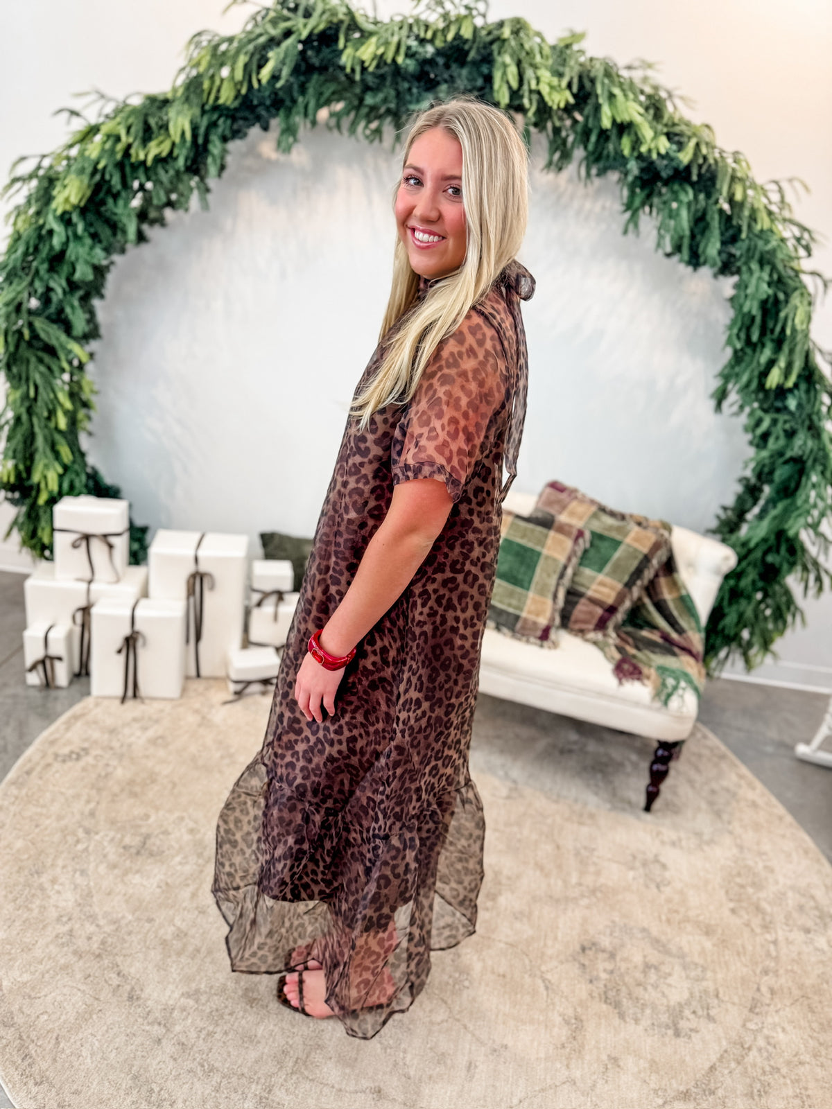 Leopard Sheer Drama Dress