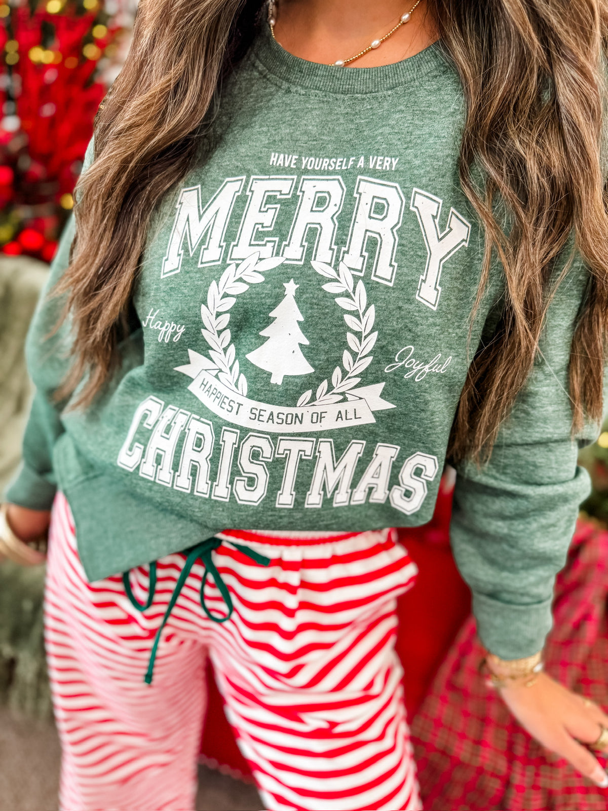 Merry Christmas Pine Burnout Pullover