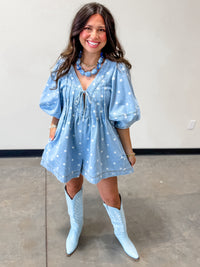 Denim Dot Romper