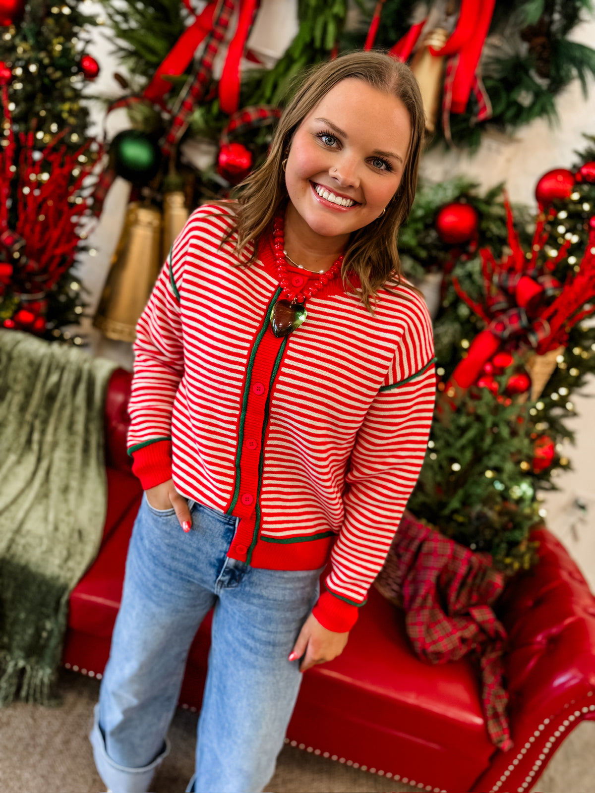 Holiday Fun Cardigan-Red