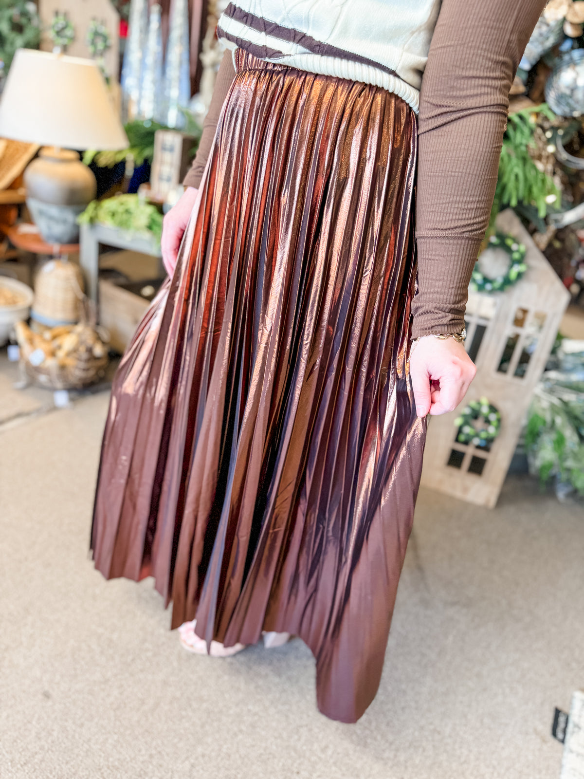 gaia metallic bronze skirt