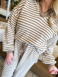 mocha stripe casual set