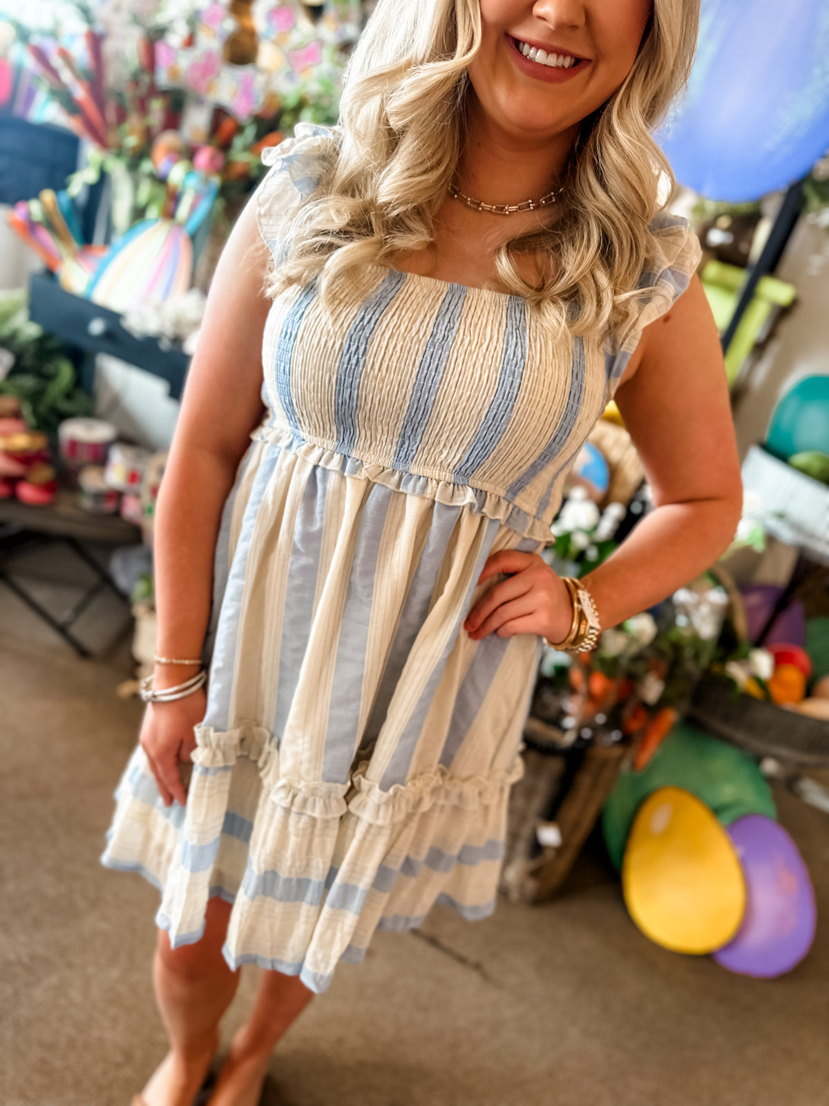 Emily Blue Stripe Dress