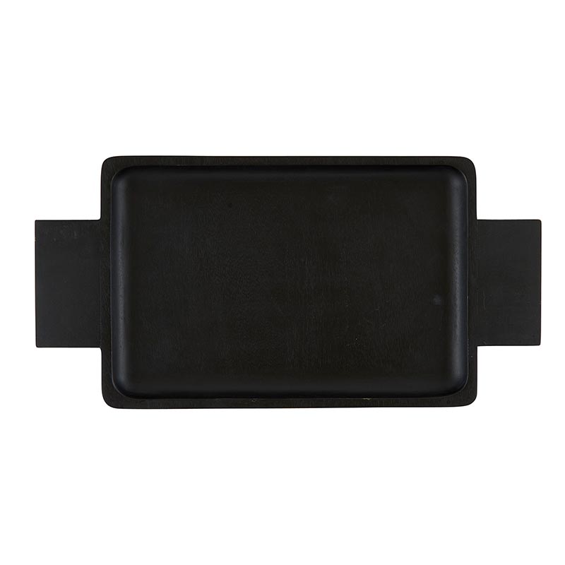 Black Wood Serving Tray With Handles - Small