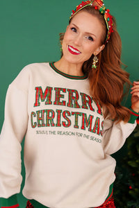 Merry Christmas Tartan Plaid Tunic Sweatshirt