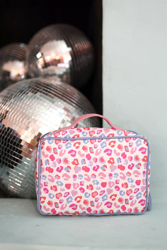 Oversized Cosmetic Bag - Party Animal (Pink/Orange/Blue Cheetah Print)