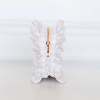 Nude Plaid Ruffled Nylon Medium Pouch