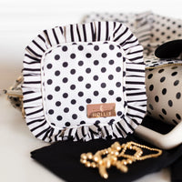 Polka Stripe Ruffled Nylon Tech Organizer