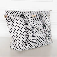 Polka Stripe Ruffled Nylon Tote Bag