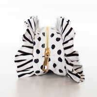 Polka Stripe Ruffled Nylon Pencil Bag