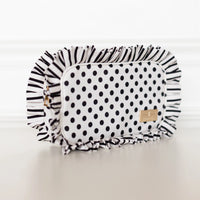 Polka Stripe Ruffled Nylon Medium Pouch
