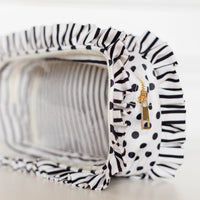 Polka Stripe Ruffled Nylon Large Clear Pouch
