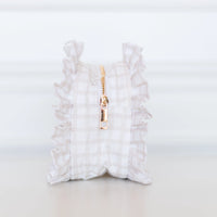 Nude Plaid Ruffled Nylon Large Clear Pouch