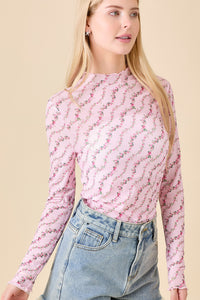 Floral Printed Mesh Top