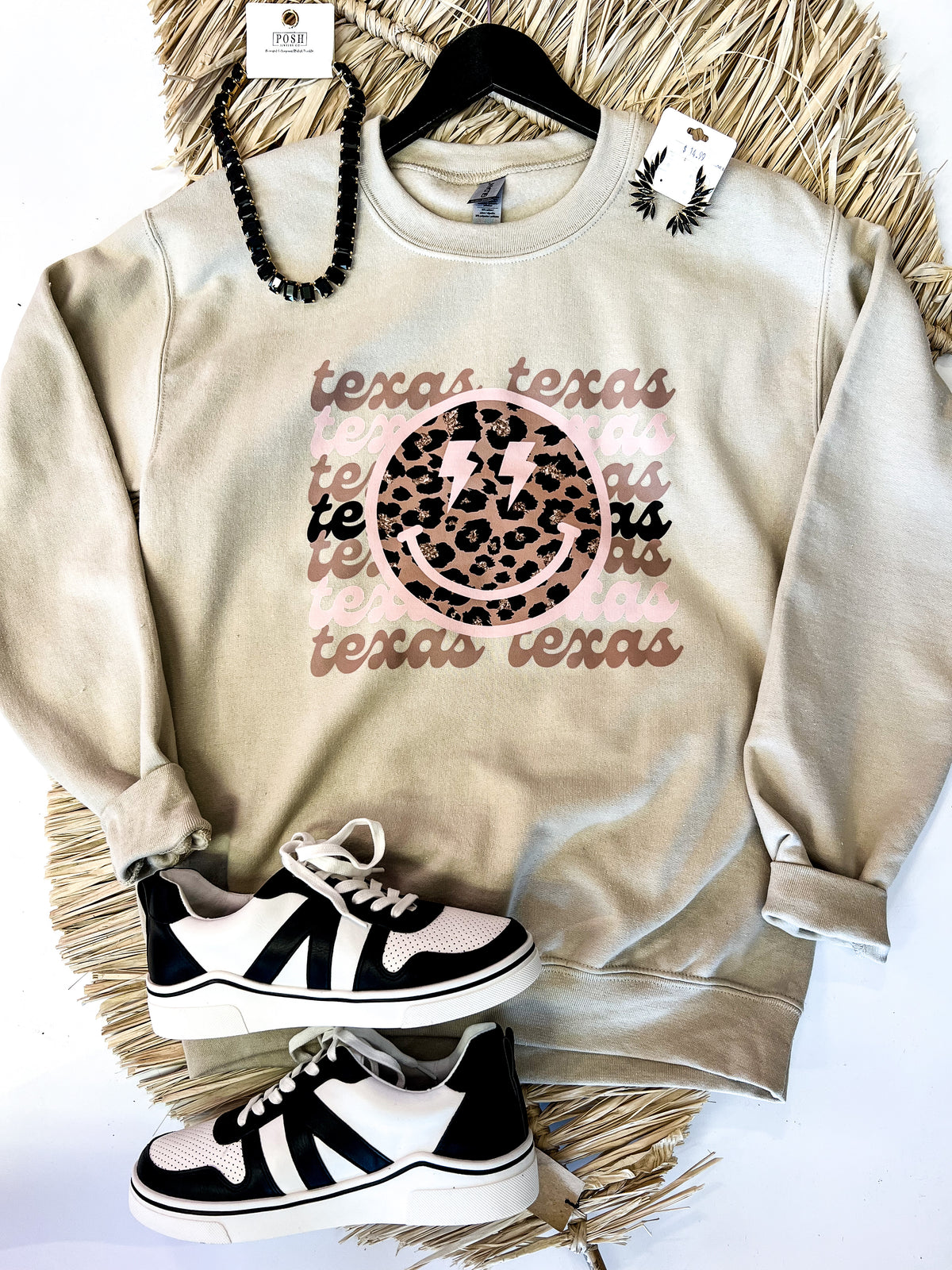 Texas Leopard Smiley Sweatshirt