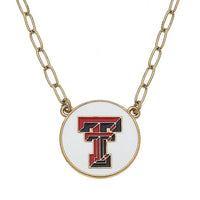 Texas Tech Red Raiders Enamel Disc Pendant Necklace in White