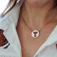 Texas Tech Red Raiders Enamel Disc Pendant Necklace in White