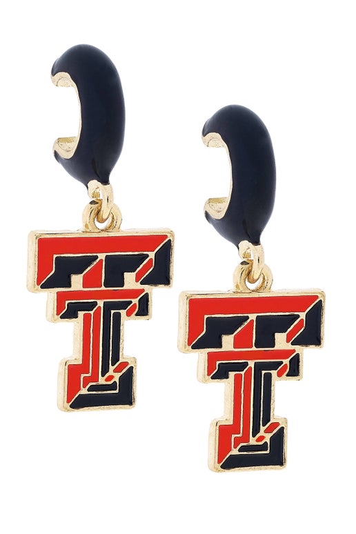 Texas Tech Red Raiders Enamel Logo Huggie Hoop Earrings