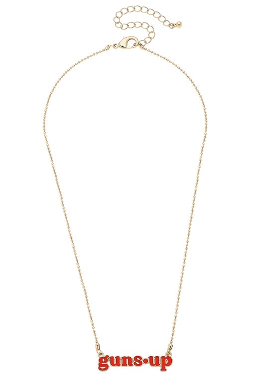Texas Tech Red Raiders Slogan Necklace in Red/Shiny Gold