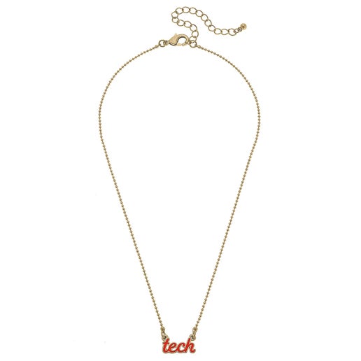 Texas Tech Red Raiders Enamel Script Necklace in Red