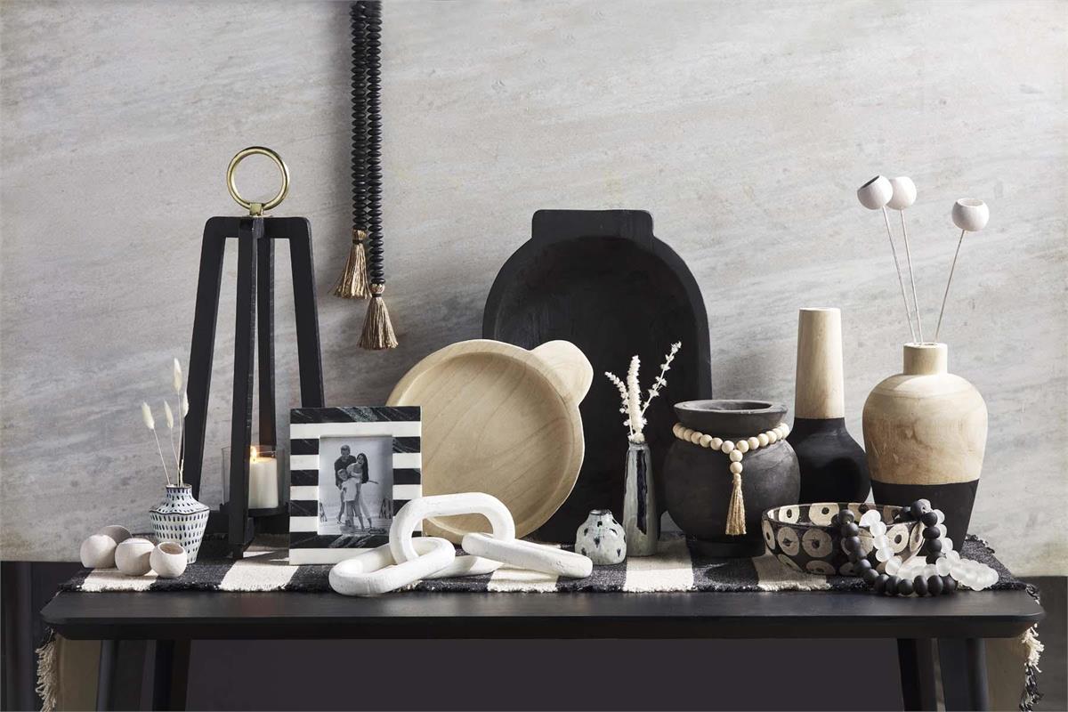 Natural & Black Tray Set
