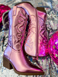 Metallic Pink Boots